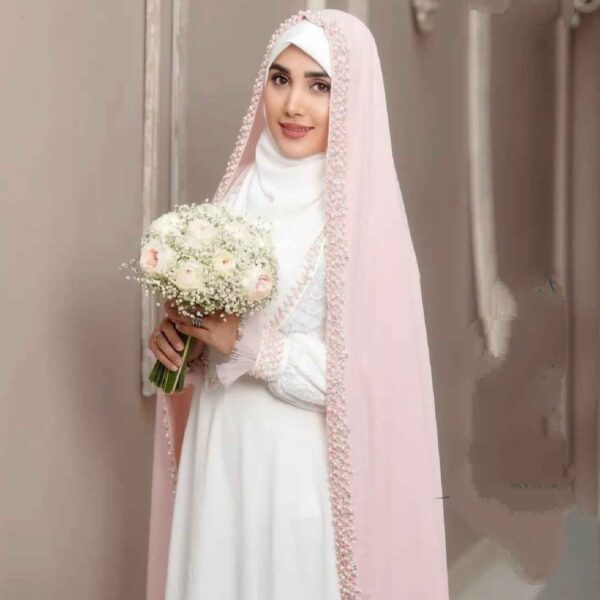 Bride’s Wedding Chador Pink jeweled bridal (3)