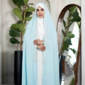 Bride’s Wedding Chador – delicate soft light blue jeweled bridal
