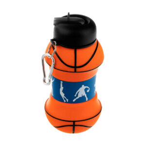 Collapsible Silicone Sport Water Bottle – Basketball Ball Design, 0.55 Liter, Portable & Reusable