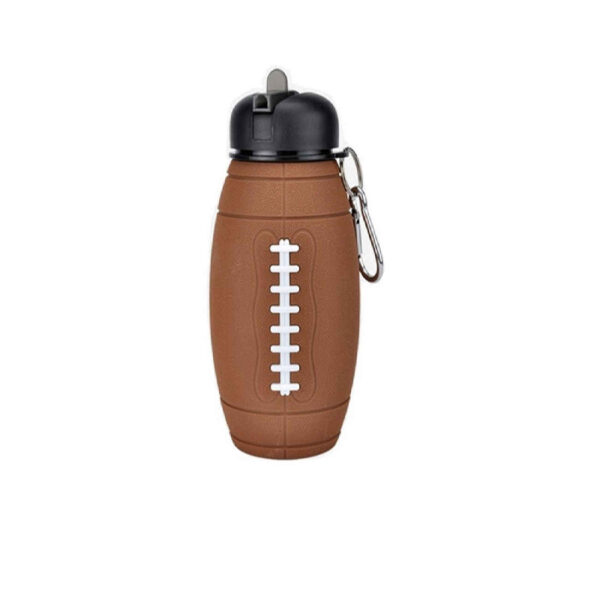 Collapsible Silicone Water Bottle – Rugby Ball Design, 0.55 Liter, Portable & Reusable (3)