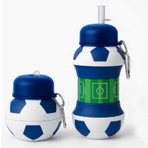 Collapsible Silicone Water Bottle – Soccer Ball Design, 0.55 L Capacity