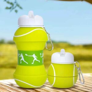 Collapsible Silicone Water Bottle – Tennis Ball Design, 0.55L Capacity