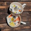 Cream Fruit Pattern Ceramic Juicer – Boho Style Manual Citrus Press for Kitchen
