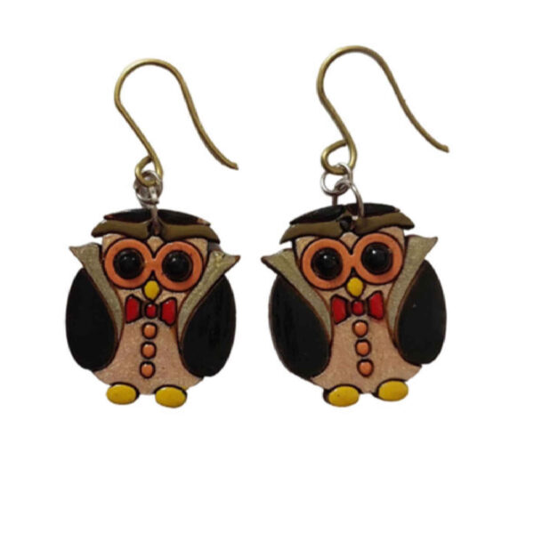 Cute Owl Wooden Earrings – Handcrafted Woodland Charm (4)