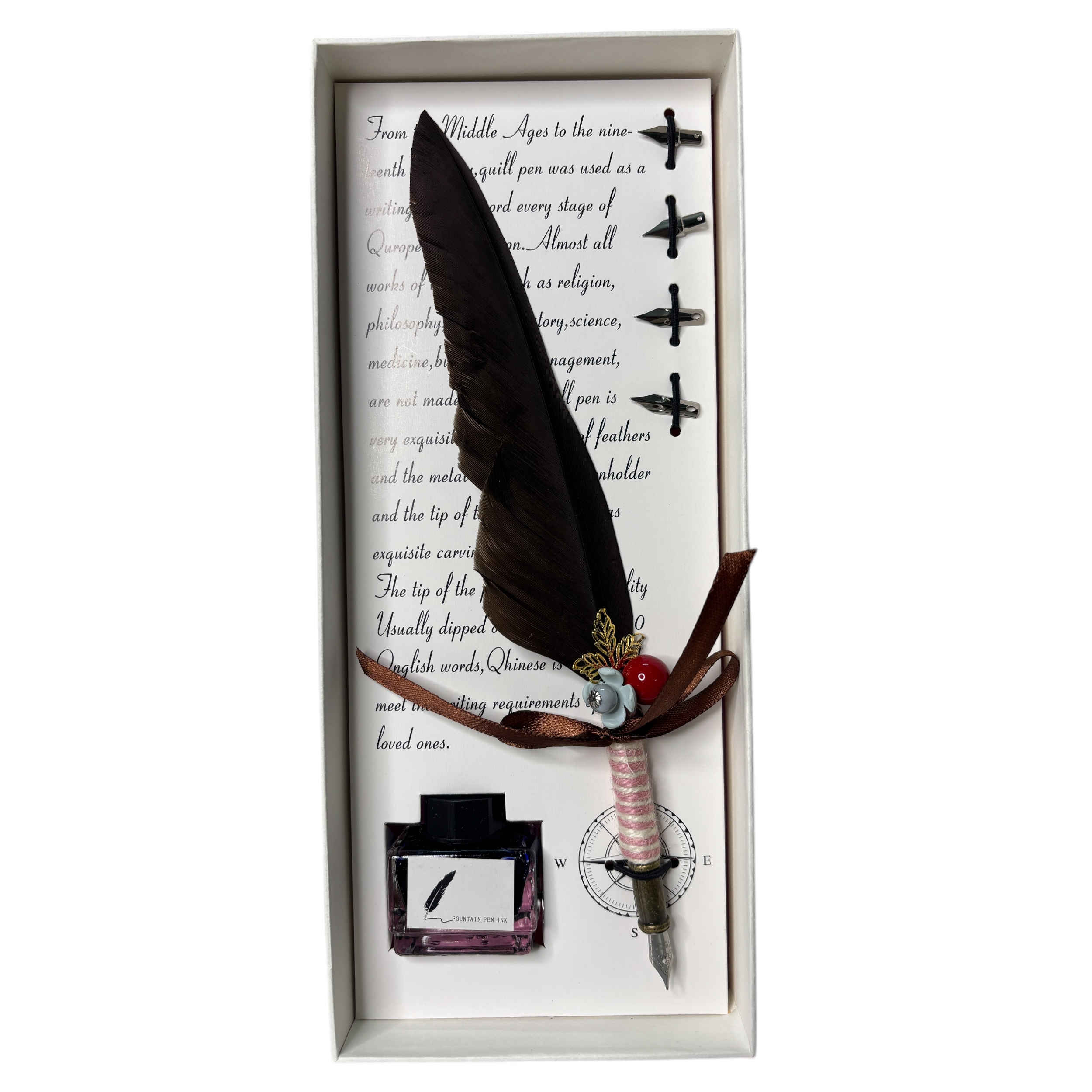 Feather Pen Set with Ink Bottle – Perfect Gift for Writers