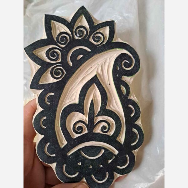 Floral & Paisley Print Stamp – Hand-Carved Linoleum for Cards & Fabric (1)