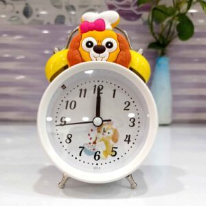 From Desk to Bedside – Cute Dog Twin Bell Alarm Clock in White