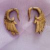 Hand-Carved Angel Wing Earrings – Natural Brown Wood Style (1)
