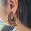 Hand-Carved Angel Wing Earrings – Natural Brown Wood Style