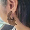 Hand-Carved Angel Wing Earrings – Natural Brown Wood Style