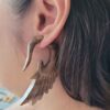 Hand-Carved Angel Wing Earrings – Natural Brown Wood Style