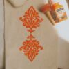 Hand-Carved Linoleum Block Stamp – Suitable for Fabric & Paper with Damask Design (2)