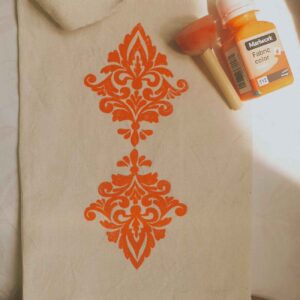 Hand-Carved Linoleum Block Stamp – Suitable for Fabric & Paper with Damask Design