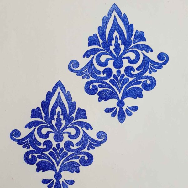 Hand-Carved Linoleum Block Stamp – Suitable for Fabric & Paper with Damask Design