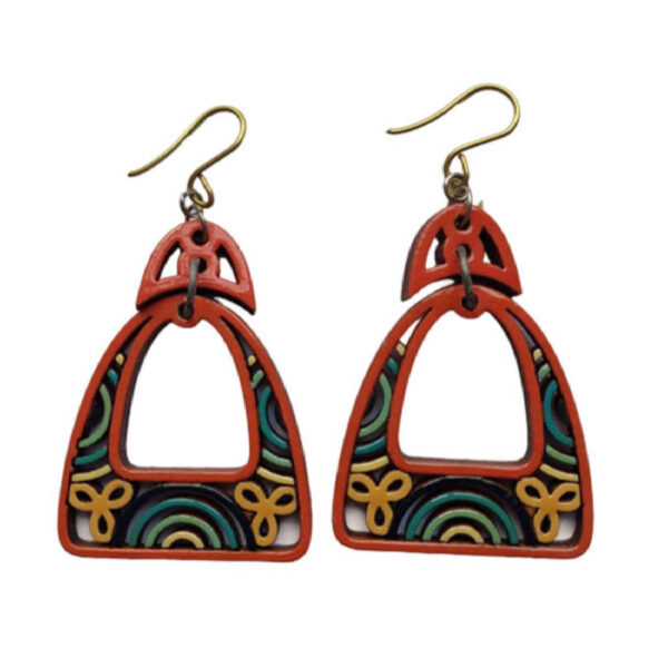 Handcrafted Red Boho Wooden Earrings – Unique Ethnic Style (6)
