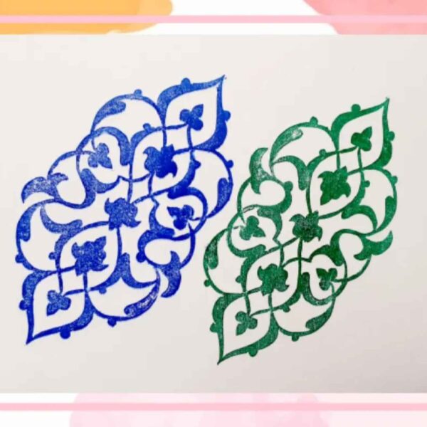 Handmade Linoleum Stamp – Traditional Design, Perfect for Fabric & Paper Printing