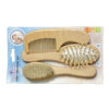 Kids Wooden Hairbrush & Comb Set - Gentle Detangling for Hair Care 3-Piece (1)