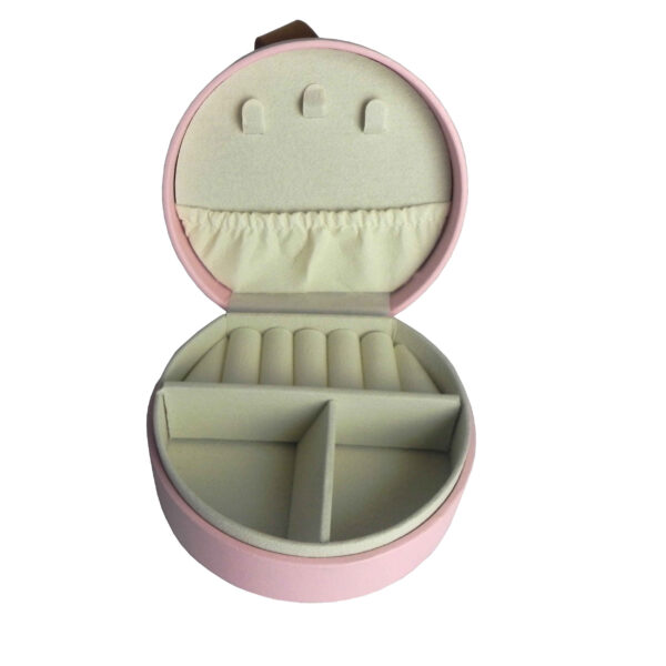 Luxury Faux Leather Jewelry Box with Compartments for Safe Storage in Pink