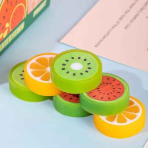 Mini Fruit Erasers – Watermelon, Orange & Kiwi Delights