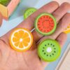 Mini Fruit Erasers – Watermelon, Orange & Kiwi Delights