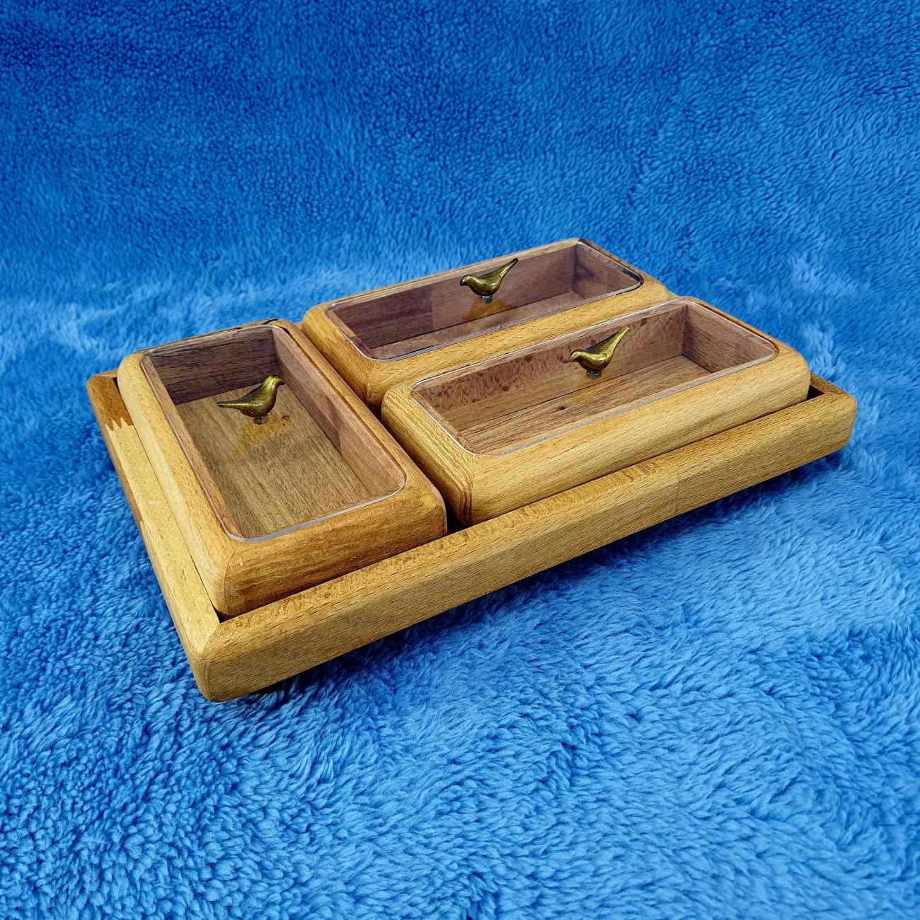 Multi-Section Wooden Nut Box - Suitable for Nuts, Candies, Dry Fruits & More