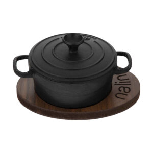 Nalino Cast Iron Pot – Authentic Flavor for Every Meal, Size 14 with Wooden Stand