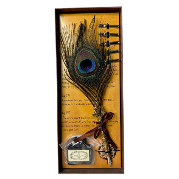 Peacock Feather Calligraphy Pen Set – Elegant Calligraphy Tool, 7-Piece (3)