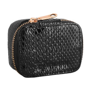 Portable Leather Jewelry Box with Compartments for Rings & Bracelets in Black