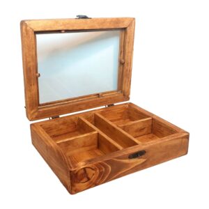 Rustic Multi-Compartment Wooden Snack Box – Perfect for Nuts, Dry Fruits & Seeds