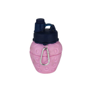 Silicone Water Bottle – Flexible, Safe for Kids, School & Camping with Strawberry Design
