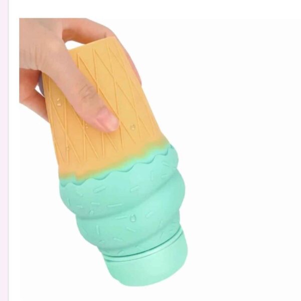 Silicone Water Bottle – Fun Ice Cream Design, Portable & Collapsible for Kids