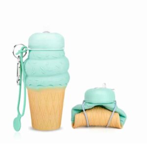 Silicone Water Bottle – Fun Ice Cream Design, Portable & Collapsible for Kids