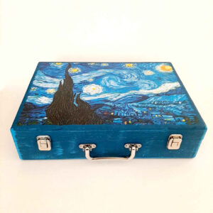 Wooden Pencil Case with Van Gogh Design – Artistic Stationery for School & Office