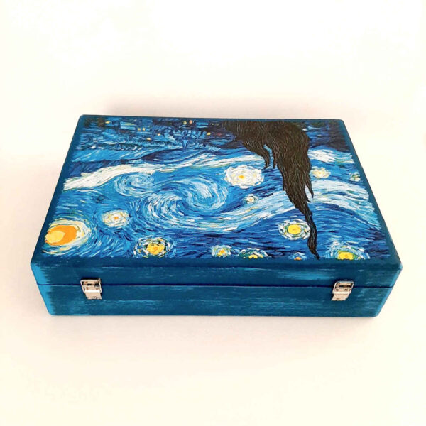 Wooden Pencil Case with Van Gogh Design – Artistic Stationery for School & Office