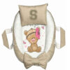 Anti-Roll Baby Nest with Personalized Pillow – Soft Velvet & Bear Design (1)