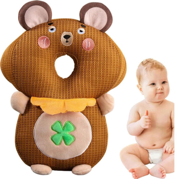 Baby Head Protection Pillow – Clover Bear Model – Soft Plush Cushion with Adjustable Straps
