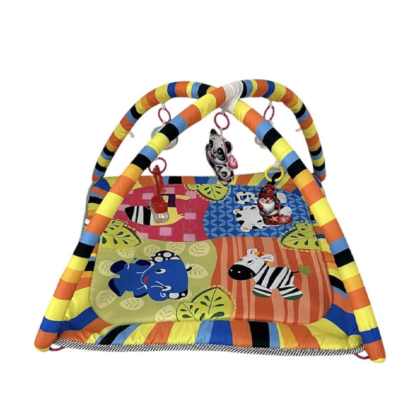Checkered Animal Theme Baby Play Mat – Soft Micro Fabric with Hanging Toys (4)