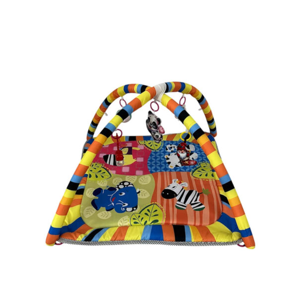 Checkered Animal Theme Baby Play Mat – Soft Micro Fabric with Hanging Toys