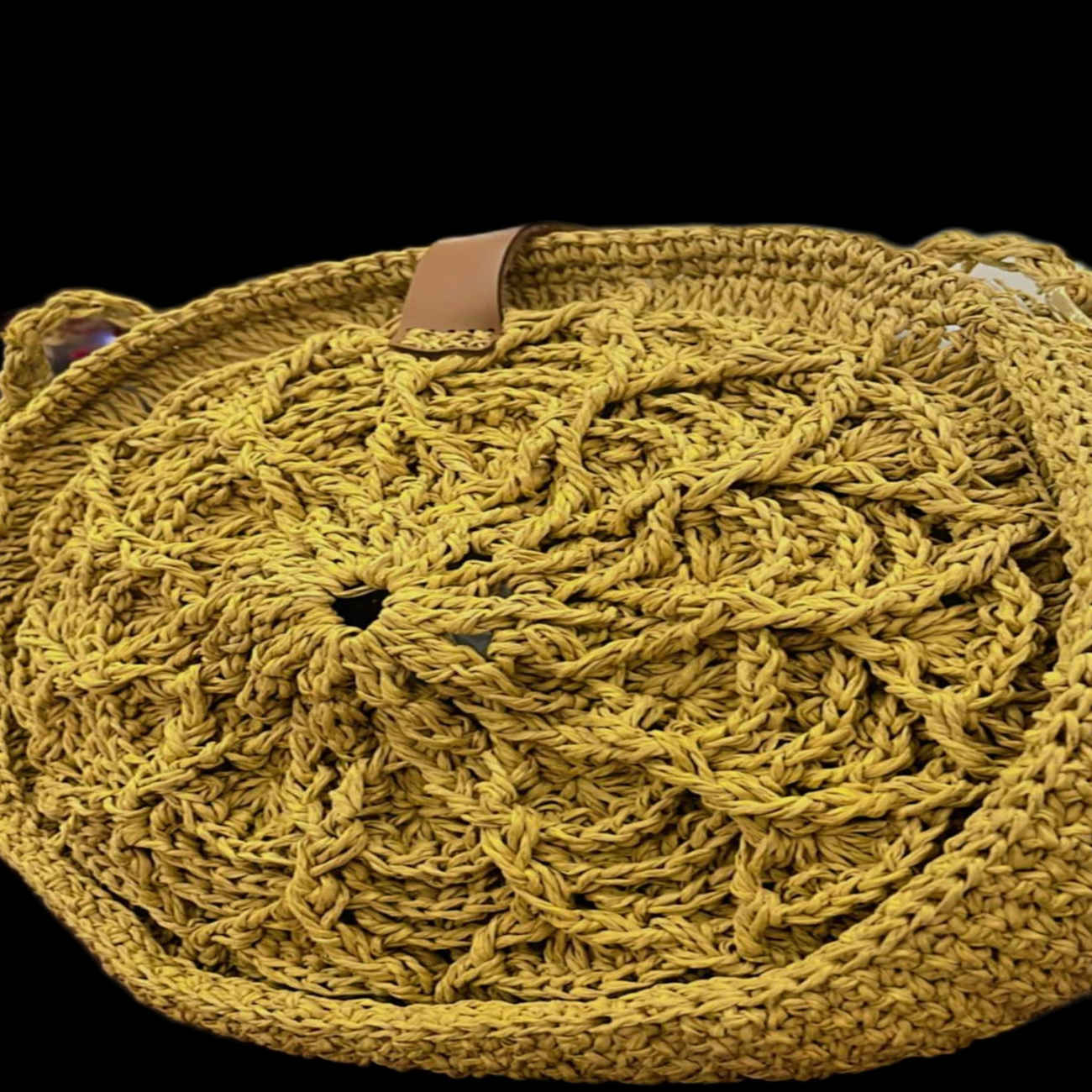 Coastal Circle Raffia Bag – Handwoven Summer Tote with Boho Charm
