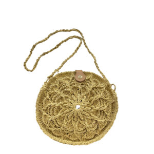 Coastal Circle Raffia Bag – Handwoven Summer Tote with Boho Charm