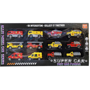 Construction & Fire Trucks Toy Pack – 12 Piece Die-Cast Vehicle Set