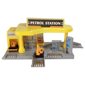Construction Vehicle Parking Playset – Building Site Toy Kit with Plastic Construction Trucks