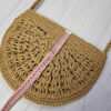 Coral Handwoven Raffia Bag – Elegant Semi-Circle Tote with Textured Design
