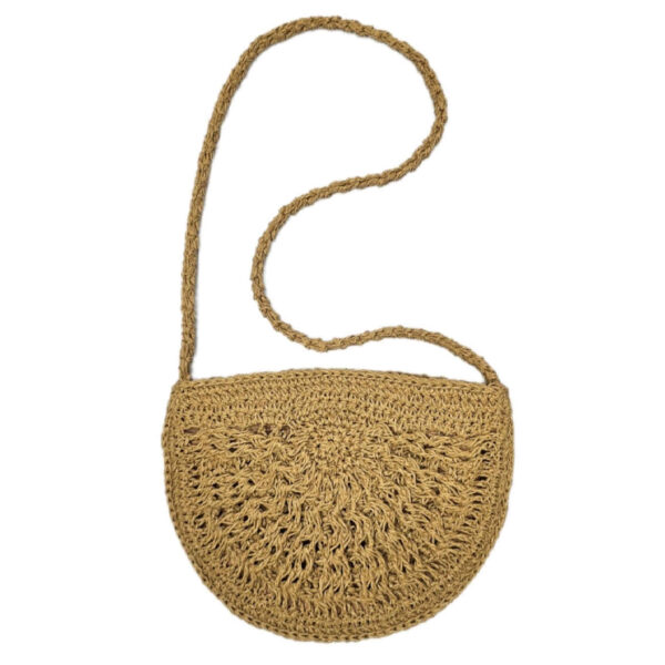 Coral Handwoven Raffia Bag – Elegant Semi-Circle Tote with Textured Design (2)
