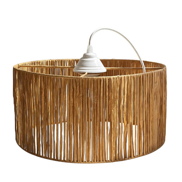 Cylinder Raffia Pendant Lamp – Boho Style Decorative Ceiling Light (2)