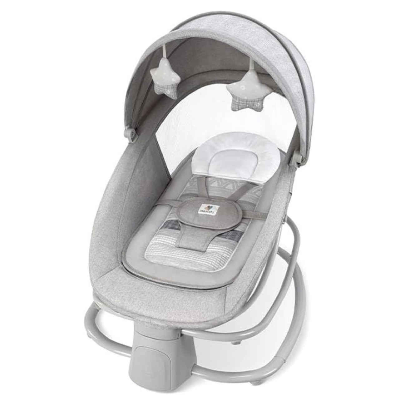 Deluxe 4-in-1 Electric Baby Cradle – Adjustable Swing Speeds & Smart Connectivity - Safety Harness & Canopy