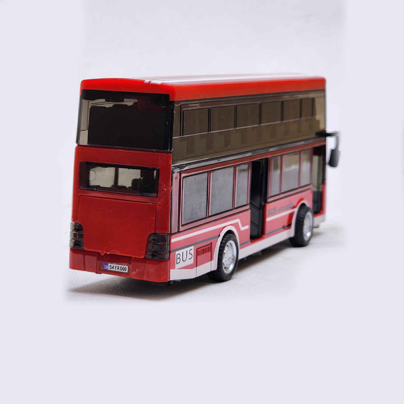 Die Cast Metal Double-Decker City Bus Toy – Pull-Back &  Musical – Opening Doors