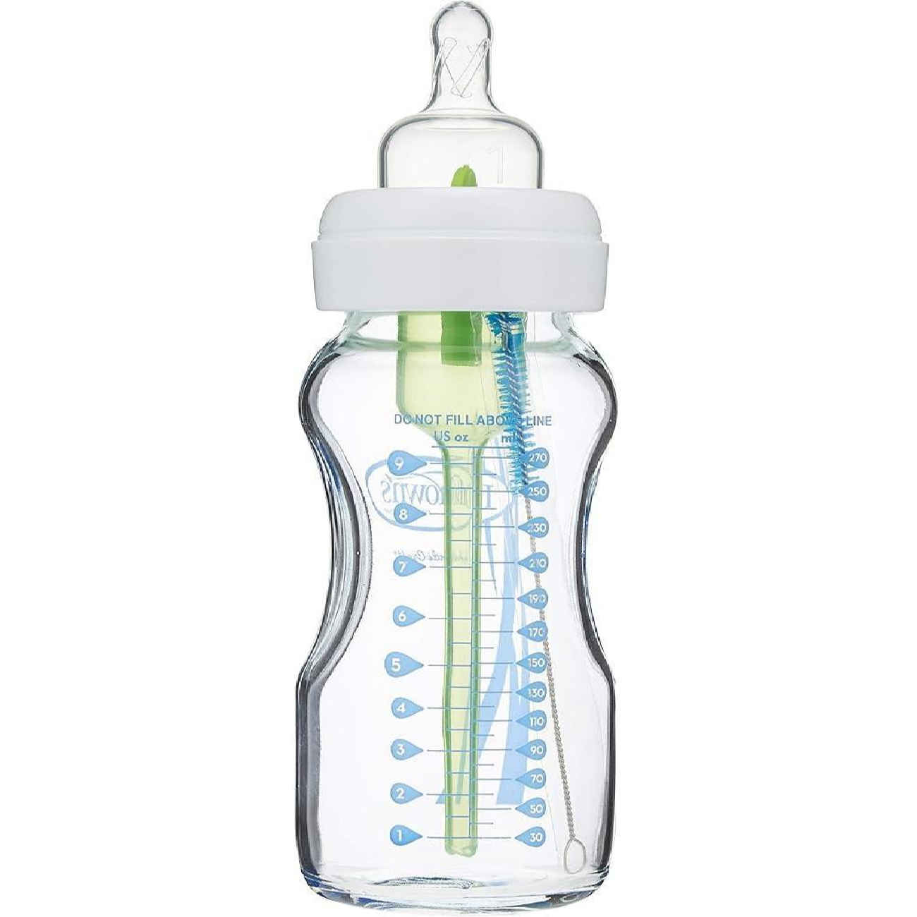 Dr. Brown’s Baby Feeding Bottle –  Durable Glass with Anti-Colic Design – 270 ml