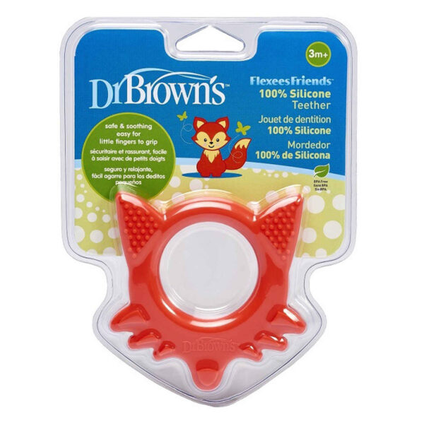 Dr. Brown’s Liquid-Filled Orange Fox Baby Teether – Soft Silicone (1)
