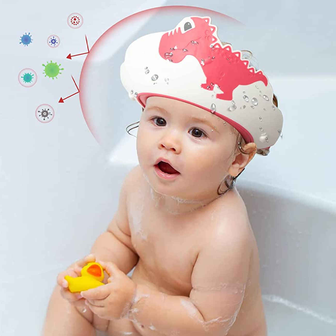 Dragon Design Adjustable Baby Shower Cap – Protective and Comfortable